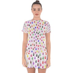 Paw Prints Background Drop Hem Mini Chiffon Dress by Amaryn4rt