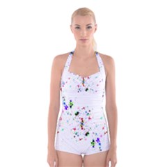 Star-structure-many-repetition- Boyleg Halter Swimsuit  by Amaryn4rt