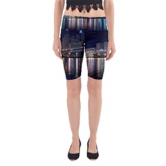 Cleveland Building City By Night Yoga Cropped Leggings by Amaryn4rt