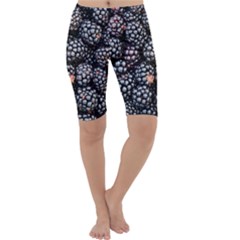 Blackberries-background-black-dark Cropped Leggings  by Amaryn4rt
