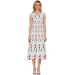 Santa Claus Snowman Christmas Xmas V-neck Drawstring Shoulder Sleeveless Maxi Dress by Amaryn4rt