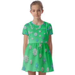 Snowflakes-winter-christmas-overlay Kids  Short Sleeve Pinafore Style Dress by Amaryn4rt