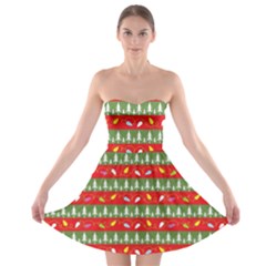Christmas-papers-red-and-green Strapless Bra Top Dress by Amaryn4rt