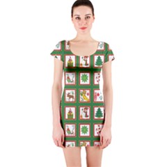 Christmas-paper-christmas-pattern Short Sleeve Bodycon Dress by Amaryn4rt