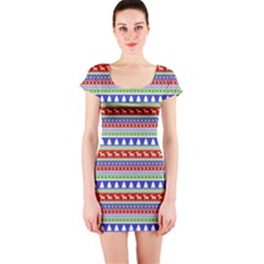 Christmas-color-stripes Pattern Short Sleeve Bodycon Dress by Amaryn4rt