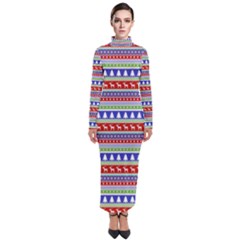 Christmas-color-stripes Pattern Turtleneck Maxi Dress by Amaryn4rt
