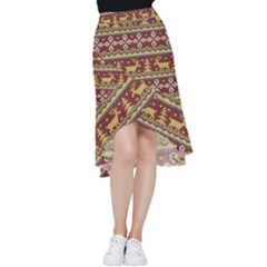 Beautiful-knitted-christmas-pattern Xmas Frill Hi Low Chiffon Skirt by Amaryn4rt