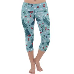 Seamless-pattern-with-berries-leaves Capri Yoga Leggings by Amaryn4rt