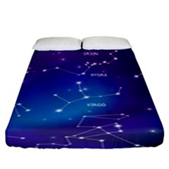 Realistic-night-sky-poster-with-constellations Fitted Sheet (king Size) by Amaryn4rt