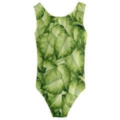 Seamless-pattern-with-green-leaves Kids  Cut-out Back One Piece Swimsuit by Amaryn4rt