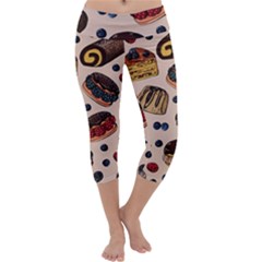 Seamless-pattern-with-sweet-cakes-berries Capri Yoga Leggings by Amaryn4rt