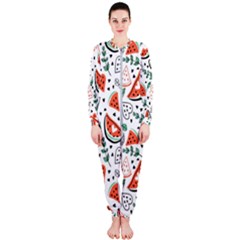 Seamless-vector-pattern-with-watermelons-mint Onepiece Jumpsuit (ladies) by Amaryn4rt