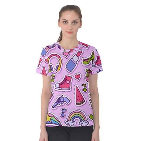 Fashion-patch-set Women s Cotton T-shirt by Amaryn4rt