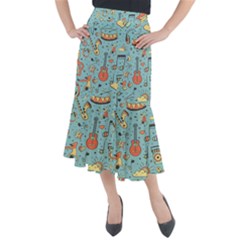 Seamless-pattern-musical-instruments-notes-headphones-player Midi Mermaid Skirt by Amaryn4rt