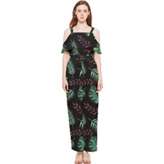 Abstract-seamless-pattern-with-tropical-leaves Draped Sleeveless Chiffon Jumpsuit by Amaryn4rt