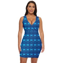 Bird Pattern Owl Drawing Draped Bodycon Dress by Pakjumat
