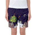 House Tree Man Moon Night Stars Women s Basketball Shorts View1