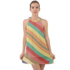 Pattern Design Abstract Pastels Halter Tie Back Chiffon Dress by Pakjumat