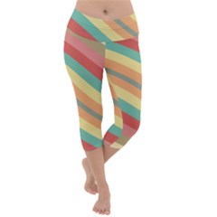 Pattern Design Abstract Pastels Lightweight Velour Capri Yoga Leggings by Pakjumat