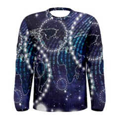 Continents Stars Networks Internet Men s Long Sleeve T-shirt by Pakjumat