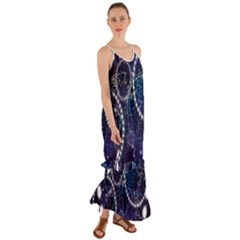 Continents Stars Networks Internet Cami Maxi Ruffle Chiffon Dress by Pakjumat