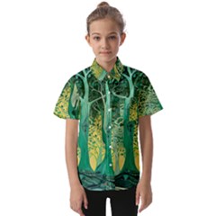 Nature Trees Forest Mystical Forest Jungle Kids  Short Sleeve Shirt by Pakjumat