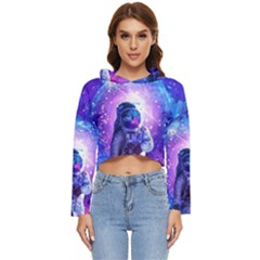 The Cosmonaut Galaxy Art Space Astronaut Women s Lightweight Cropped Hoodie by Pakjumat