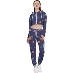 Space Galaxy Planet Universe Stars Night Fantasy Cropped Zip Up Lounge Set by Pakjumat