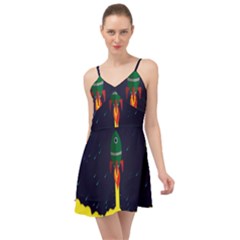 Rocket Halftone Astrology Astronaut Summer Time Chiffon Dress by Pakjumat