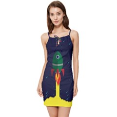 Rocket Halftone Astrology Astronaut Summer Tie Front Dress by Pakjumat
