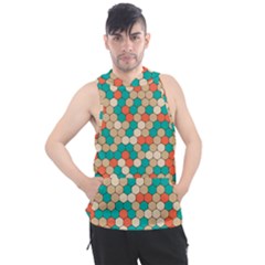 Multicolored Honeycomb Colorful Abstract Geometry Men s Sleeveless Hoodie by Pakjumat