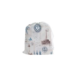 Nautical Lighthouse Vintage Postcard French Writing Drawstring Pouch (xs) by Pakjumat