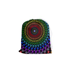 3d Psychedelic Shape Circle Dots Color Drawstring Pouch (small) by Modalart