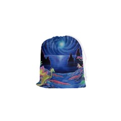 Psychedelic Mushrooms Psicodelia Dream Blue Drawstring Pouch (xs) by Modalart