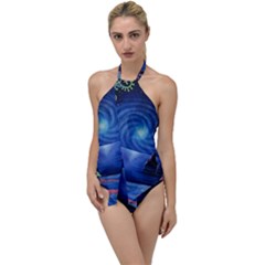 Psychedelic Mushrooms Psicodelia Dream Blue Go With The Flow One Piece Swimsuit by Modalart