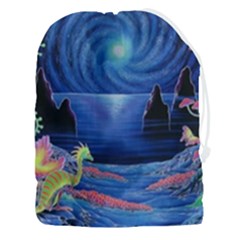 Psychedelic Mushrooms Psicodelia Dream Blue Drawstring Pouch (3xl) by Modalart
