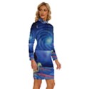 Psychedelic Mushrooms Psicodelia Dream Blue Long Sleeve Shirt Collar Bodycon Dress View3