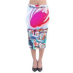 Artistic Psychedelic Art Velvet Midi Pencil Skirt by Modalart