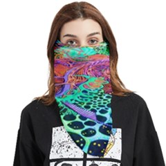 Psychedelic Blacklight Drawing Shapes Art Face Covering Bandana (triangle) by Modalart