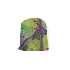 Green Peace Sign Psychedelic Trippy Drawstring Pouch (small) by Modalart