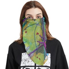 Green Peace Sign Psychedelic Trippy Face Covering Bandana (triangle) by Modalart