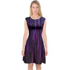 Stars Are Falling Electric Abstract Capsleeve Midi Dress by Modalart