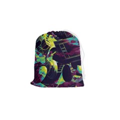 Artistic Psychedelic Abstract Drawstring Pouch (small) by Modalart
