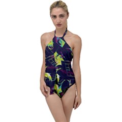 Artistic Psychedelic Abstract Go With The Flow One Piece Swimsuit by Modalart