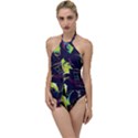 Artistic Psychedelic Abstract Go with the Flow One Piece Swimsuit View1