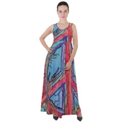 Hippie Peace Sign Psychedelic Trippy Empire Waist Velour Maxi Dress by Modalart