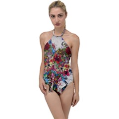 Valentine s Day Heart Artistic Psychedelic Go With The Flow One Piece Swimsuit by Modalart