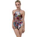 Valentine s Day Heart Artistic Psychedelic Go with the Flow One Piece Swimsuit View1