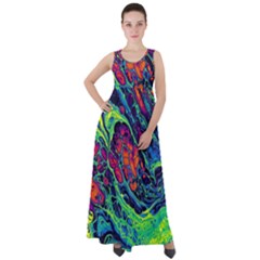 Color Colorful Geoglyser Abstract Holographic Empire Waist Velour Maxi Dress by Modalart