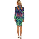 Color Colorful Geoglyser Abstract Holographic Long Sleeve Shirt Collar Bodycon Dress View4